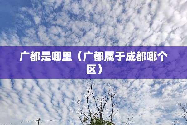广都是哪里（广都属于成都哪个区）