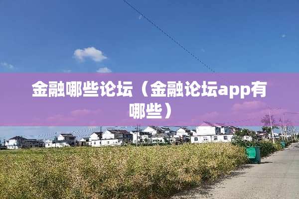 金融哪些论坛（金融论坛app有哪些）
