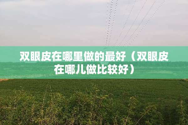 双眼皮在哪里做的最好（双眼皮在哪儿做比较好）