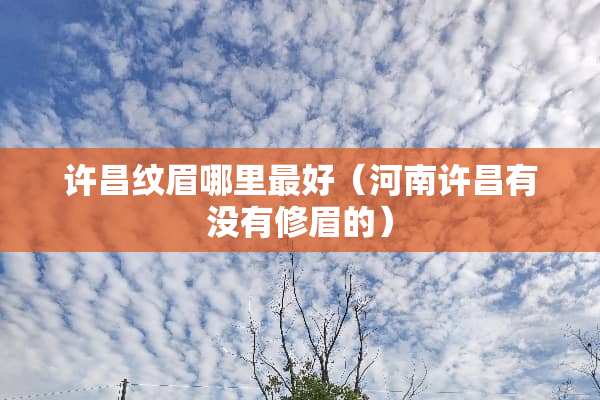 许昌纹眉哪里最好（河南许昌有没有修眉的）