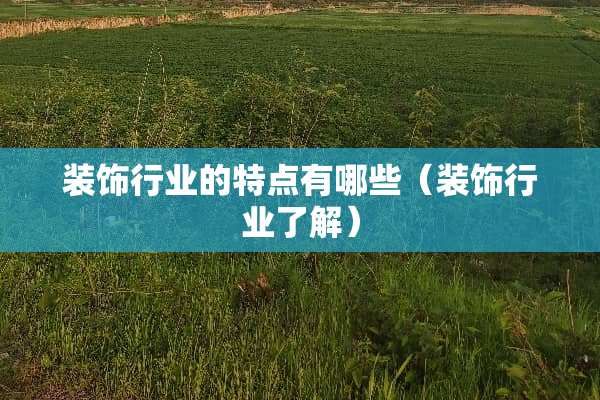 装饰行业的特点有哪些（装饰行业了解）
