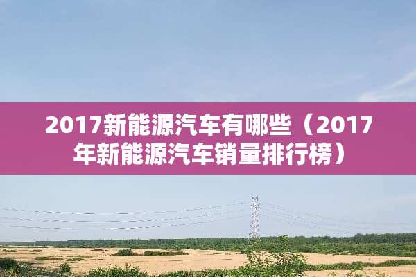 2017新能源汽车有哪些（2017年新能源汽车销量排行榜）