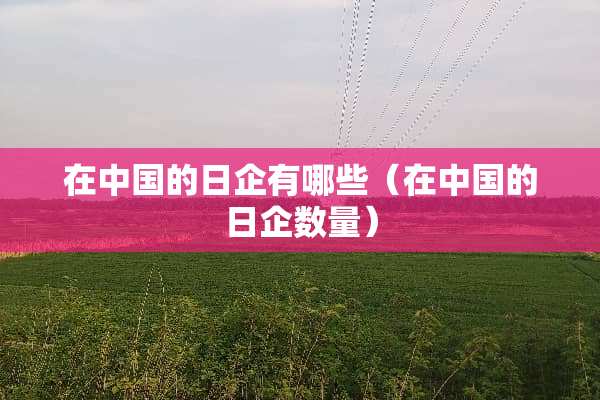 在中国的日企有哪些（在中国的日企数量）