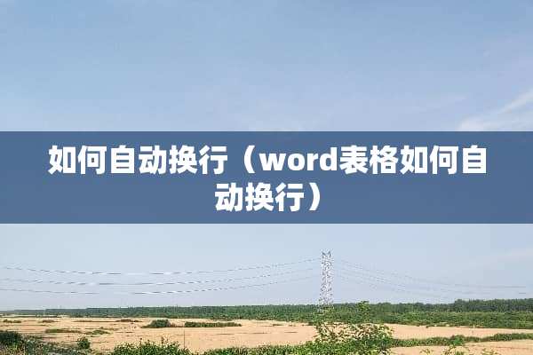 如何自动换行（word表格如何自动换行）