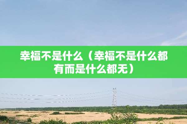 幸福不是什么（幸福不是什么都有而是什么都无）