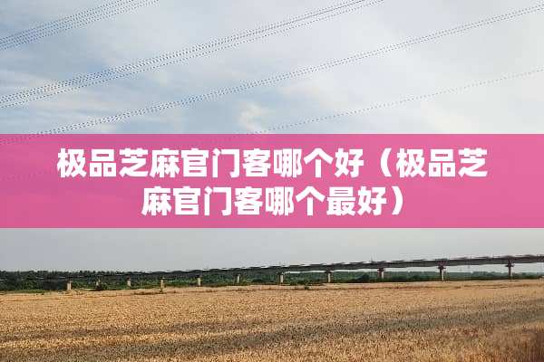 极品芝麻官门客哪个好（极品芝麻官门客哪个最好）
