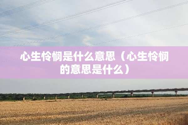 心生怜悯是什么意思（心生怜悯的意思是什么）