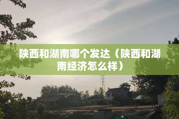陕西和湖南哪个发达（陕西和湖南经济怎么样）