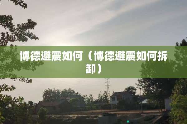 博德避震如何（博德避震如何拆卸）