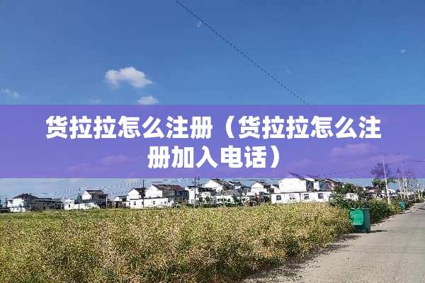 货拉拉怎么注册（货拉拉怎么注册加入电话）