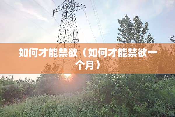 如何才能禁欲（如何才能禁欲一个月）