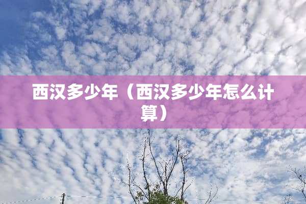 西汉多少年（西汉多少年怎么计算）
