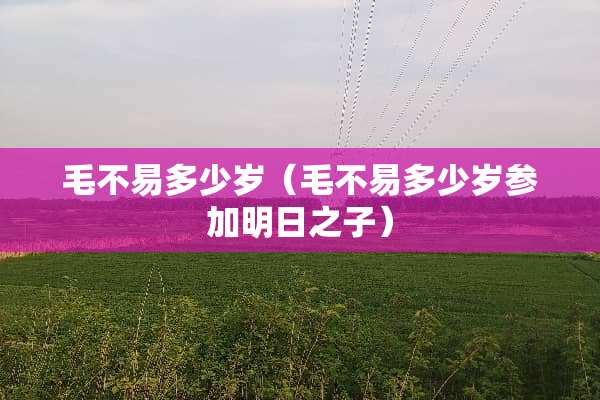 毛不易多少岁（毛不易多少岁参加明日之子）