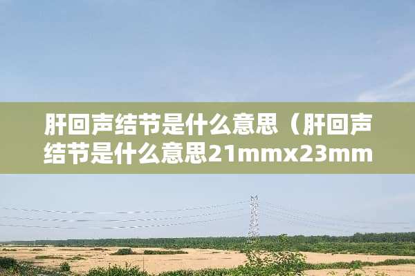 肝回声结节是什么意思（肝回声结节是什么意思21mmx23mm）