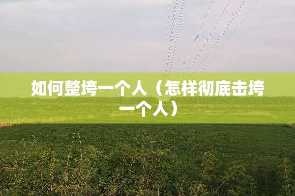 如何整垮一个人（怎样彻底击垮一个人）