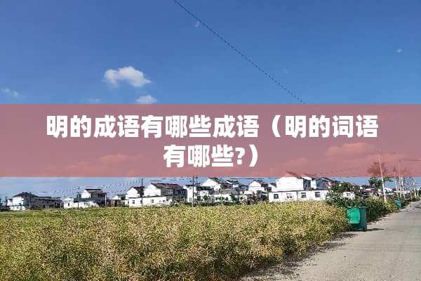 明的成语有哪些成语（明的词语有哪些?）