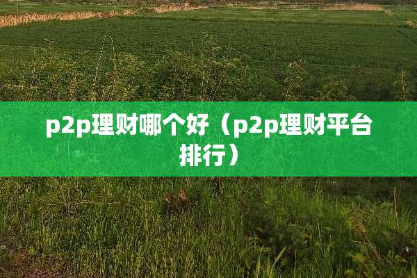 p2p理财哪个好（p2p理财平台排行）