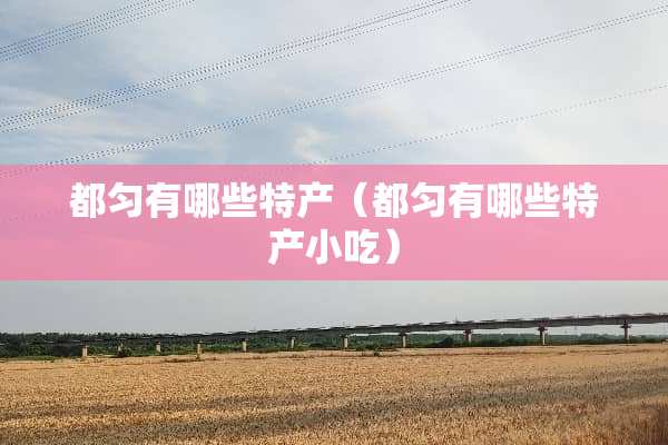 都匀有哪些特产（都匀有哪些特产小吃）