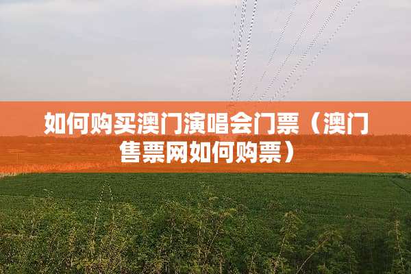 如何购买**演唱会门票（**售票网如何购票）