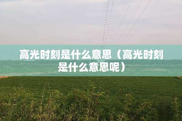 高光时刻是什么意思（高光时刻是什么意思呢）