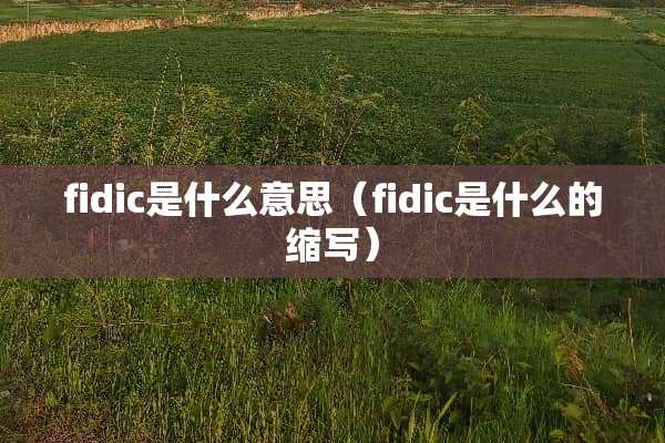 fidic是什么意思（fidic是什么的缩写）