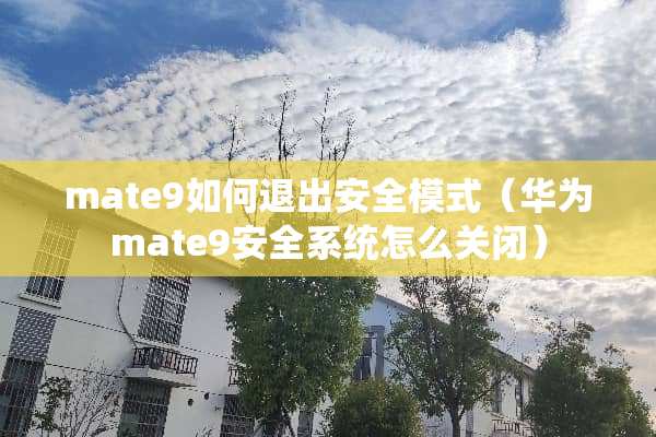 mate9如何退出安全模式（华为mate9安全系统怎么关闭）