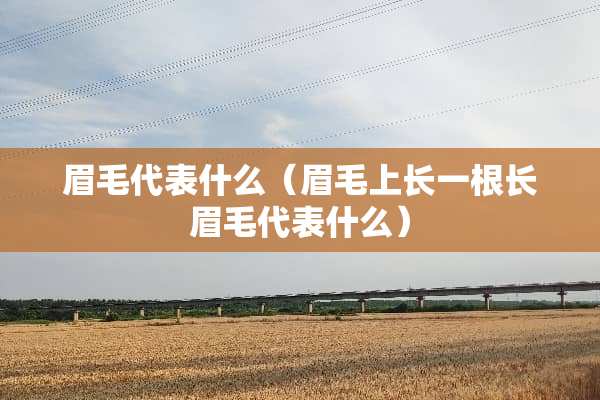眉毛代表什么（眉毛上长一根长眉毛代表什么）