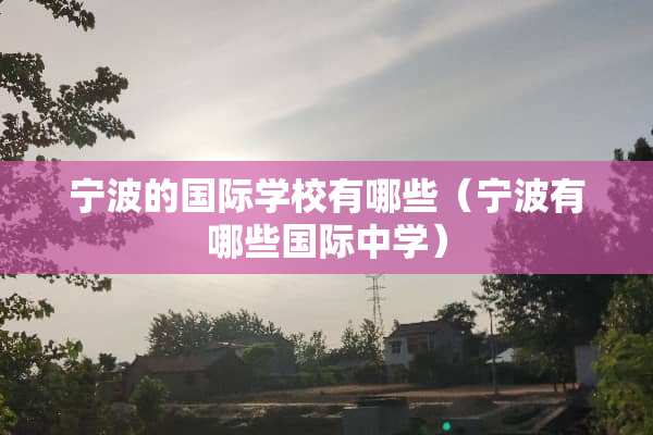 宁波的国际学校有哪些（宁波有哪些国际中学）