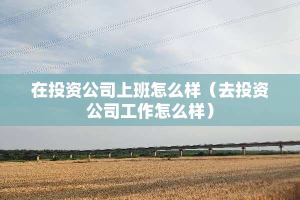 在投资公司上班怎么样（去投资公司工作怎么样）