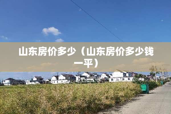 山东房价多少（山东房价多少钱一平）