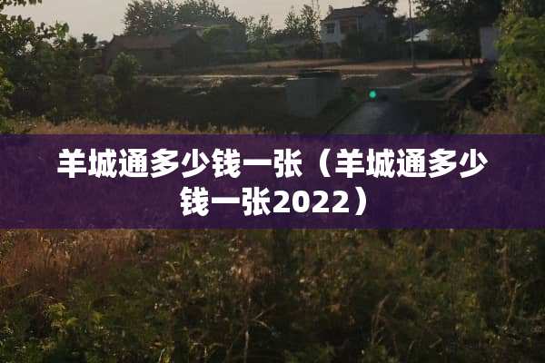 羊城通多少钱一张（羊城通多少钱一张2022）