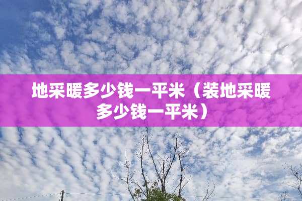 地采暖多少钱一平米（装地采暖多少钱一平米）