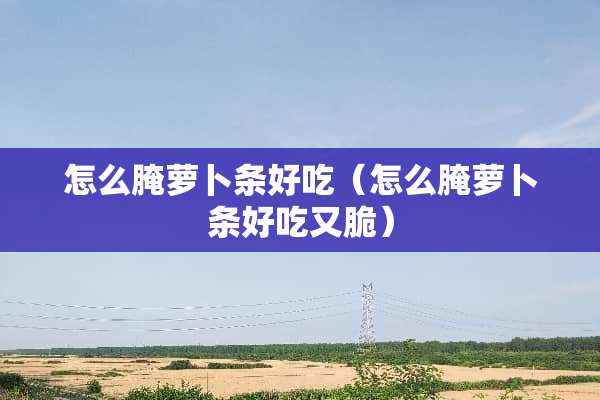 怎么腌萝卜条好吃（怎么腌萝卜条好吃又脆）
