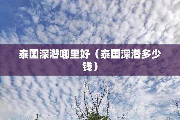 泰国深潜哪里好（泰国深潜多少钱）