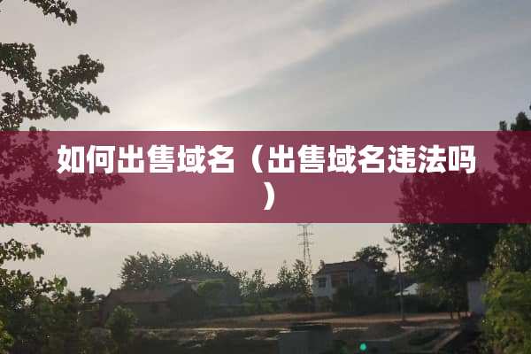 如何出售域名（出售域名违法吗）