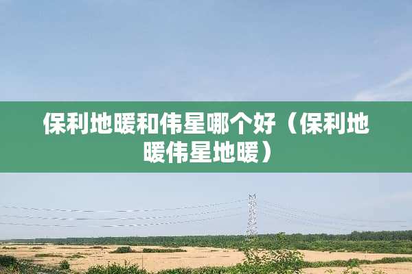 保利地暖和伟星哪个好（保利地暖伟星地暖）