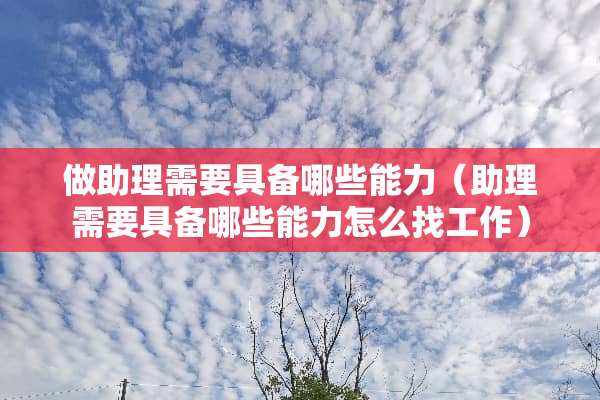 做助理需要具备哪些能力（助理需要具备哪些能力怎么找工作）