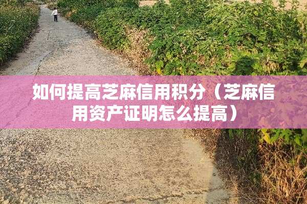 如何提高芝麻信用积分（芝麻信用资产证明怎么提高）