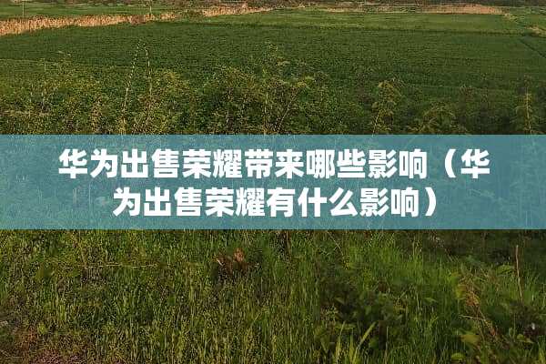 华为出售荣耀带来哪些影响（华为出售荣耀有什么影响）