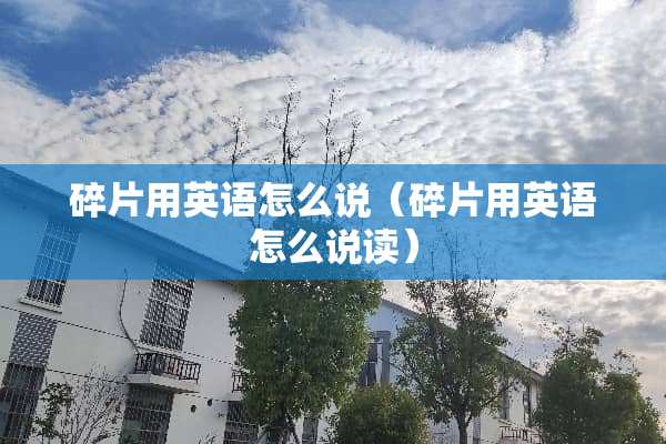 碎片用英语怎么说（碎片用英语怎么说读）