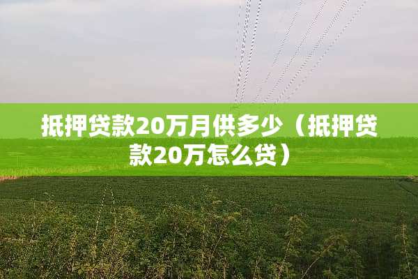 抵押贷款20万月供多少（抵押贷款20万怎么贷）