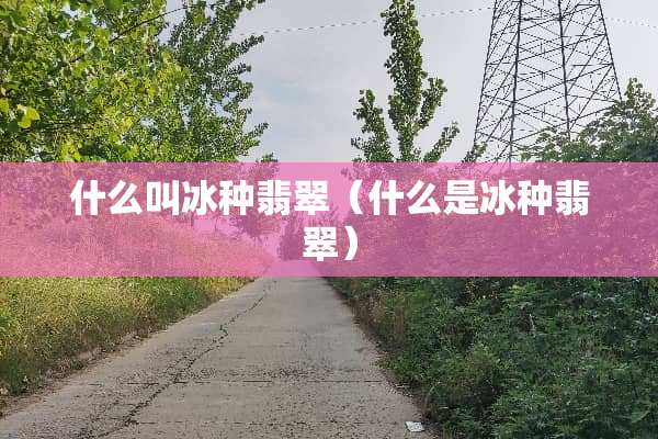 什么叫冰种翡翠（什么是冰种翡翠）