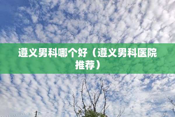 遵义男科哪个好（遵义男科医院推荐）