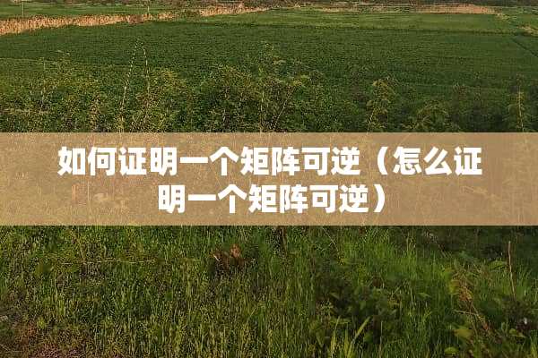 如何证明一个矩阵可逆（怎么证明一个矩阵可逆）