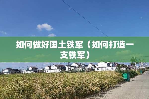 如何做好国土铁军（如何打造一支铁军）