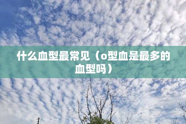什么血型最常见（o型血是最多的血型吗）