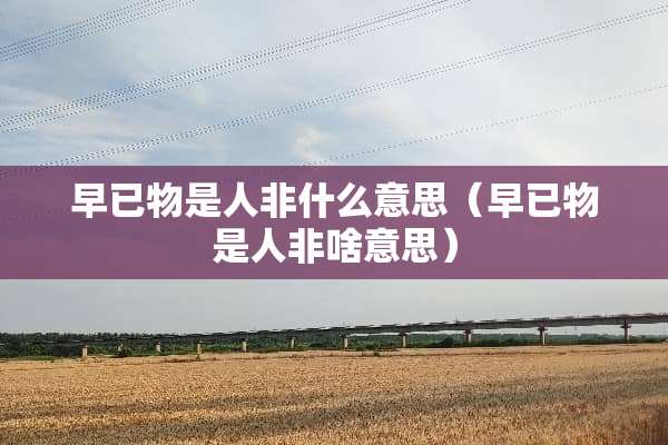 早已物是人非什么意思（早已物是人非啥意思）
