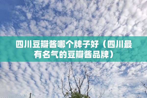 四川豆瓣酱哪个牌子好（四川最有名气的豆瓣酱品牌）