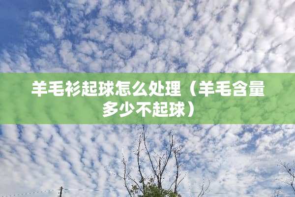 羊毛衫起球怎么处理（羊毛含量多少不起球）