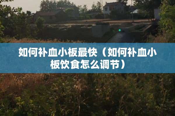 如何补血小板最快（如何补血小板饮食怎么调节）
